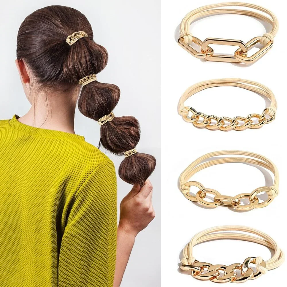 4-Pack Golden Tone Hair Ties